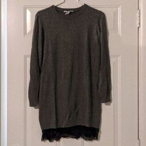 BCBGeneration small grey tunic sweater dress black lace winter cute